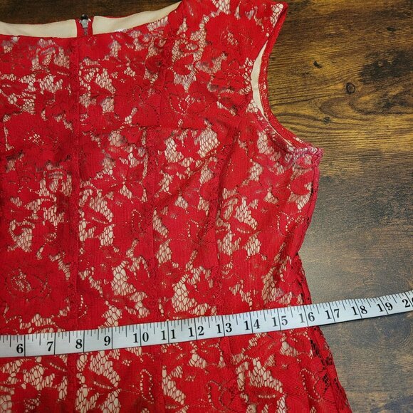 Julian Taylor New York Fit & Flare Dress Size 14 Floral Lace Cap Sleeve Coquette - Picture 7 of 8